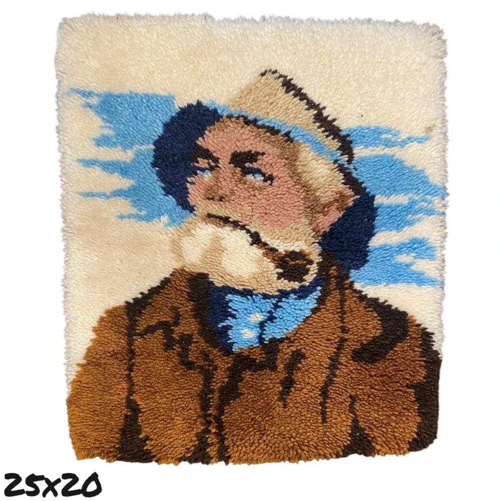 Vtg 90s Rug The Fisherman Latch Hook Bathroom Bedroom Decor 25x20 Nautical CLEAN